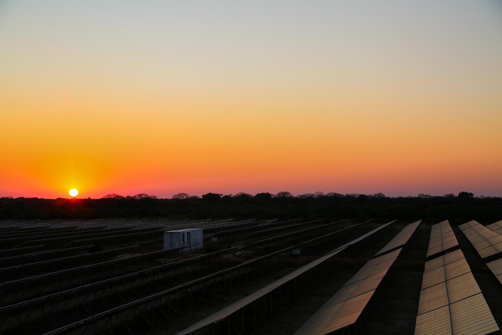 Victoria Falls Solar Park at sunset
